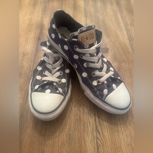 CONVERSE CHUCKS navy blue POLKA DOT tennis shoes 6